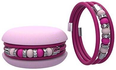 Too Late Macaron TOOLATE Bracciale Donna, Bracciale Charm Macaron in Caucciù con Perle Colorate e Strass, Made in Italy