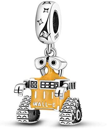 Lkwidi Donna Ciondolo- Robot Wall-e Dangle Argento 925 Colgantes con Zirconia cubica per Charm Bracciale