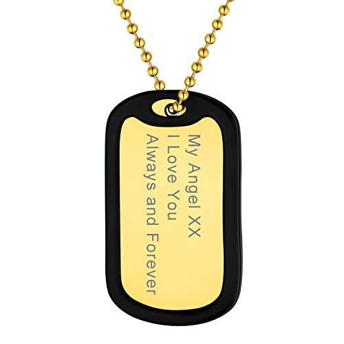 Supcare Collana Personalizzata Ciondolo Uomo, 05 Stile Militare Collana Uomo Acciaio Inossidabile con Silicone, Oro Collana con Incisione Personalizzata, Gioielli Uomo Donna Hip Hop