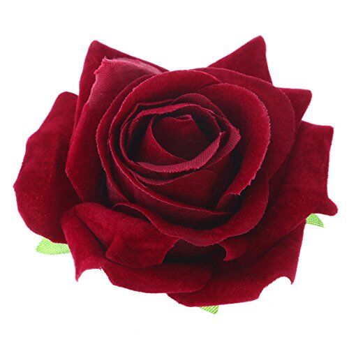 FRCOLOR Fermaglio per capelli 2 in 1 a forma di rosa artificiale, grande, a forma di fiore, da donna, per feste (Dull Red)