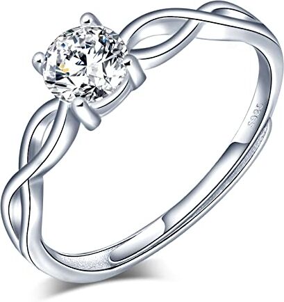 CPSLOVE Anello di coppia in argento sterling 925, fedi nuziali diamante fiore intarsiato, Anelli uomo, Anelli donna, misura regolabile, regalo di anniversario