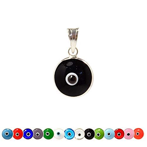 MIZZE Made for Luck Ciondolo di fascino in vetro con occhio di leone da 10 mm in argento sterling 925-14 colori disponibili (Black)