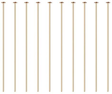 BENECREAT 100PCS Chiodini Testa Piatta placcato 18K oro reale Chiodini da Bigiotteria Pin testa piatta per gioielli Design Creazione di gioielli Bracciali collane Catene 45x0.7mm