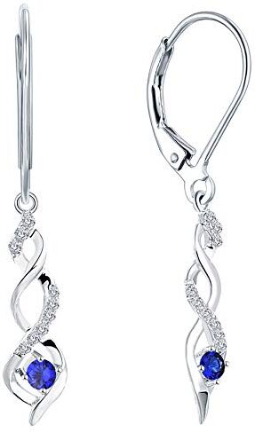 JO WISDOM Orecchini Infinito Twist Argento 925 Donna con AAA Zirconia cubica Settembre Birthstone Colore Zaffiro