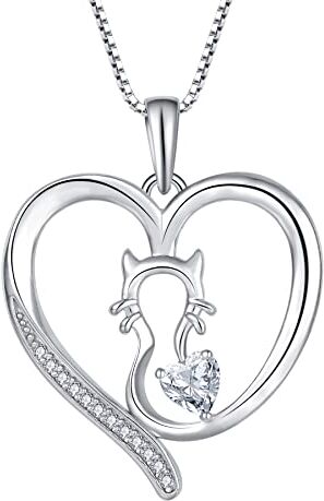 starchenie Starnny Collana Donna Argento 925,Ciondolo Gatto Infinito con Cubic Zirconia 3A per Donna