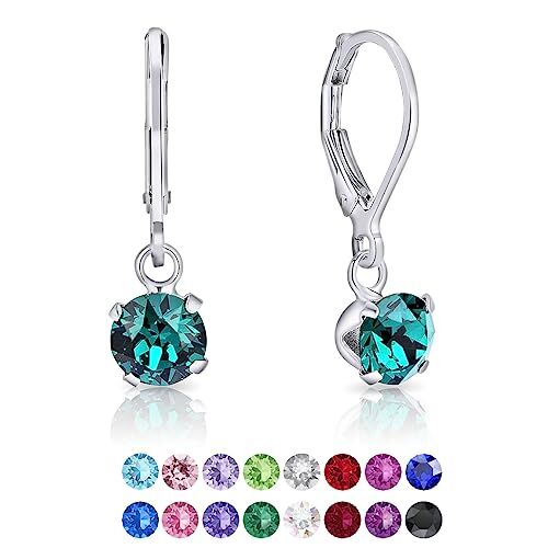 DTPsilver ® Orecchini Donna Argento 925 con Cristalli Swarovski® Elements Orecchini Pendenti Donna Orecchini Punto Luce Diametro 6 mm Orecchini Verdi Smeraldo