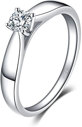 JewelryPalace Anelli Donna Argento 925, Anello Fidanzamento Donna in Argento, Diamante Simulato Anniversario Matrimonio Promessa Anello Donna, Anello Solitario Argento 925, Gioielli Donna 22