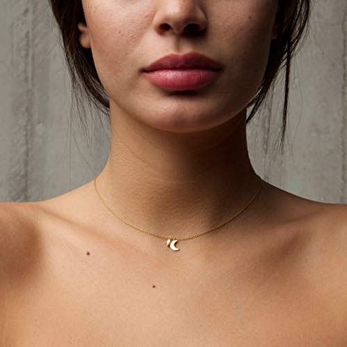 Yienate Collana con ciondolo a forma di luna, con perle di luna, per donne e ragazze (oro)