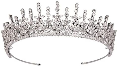 ARTSIM Fascia for capelli Tiara e corona Sobrio lusso da sposa Vintage Accessori for capelli da sposa Boutique, Colore metallo: oro bianco) (Color : White, Size : 25mm)