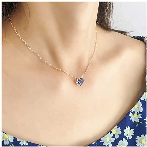 Inateannal Collana Di Cristallo Blu Collana Cuore Blu Collana Ciondolo Cuore Zaffiro Amore Collana Blu Oro Cz Cuore Collana Girocollo Gioielli Per Donne E Ragazze Regali