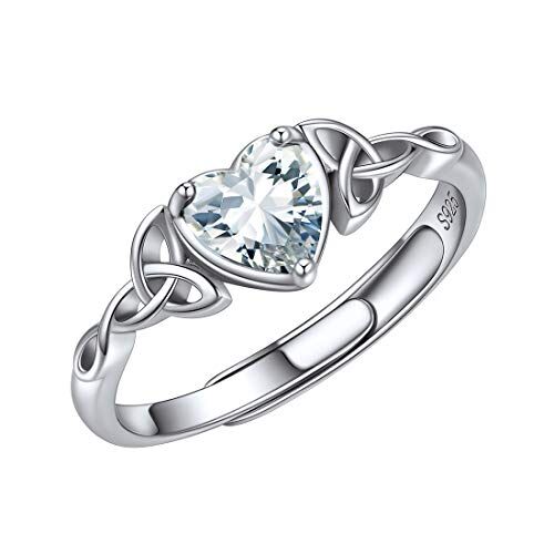 ChicSilver Anelli Donna Argento 925 Regolabili con Pietra Portafortuna Aprile Diamante Anello Solitario Argento Regolabili con Pietra Cuore Anello con Pietra con Confezione Regalo