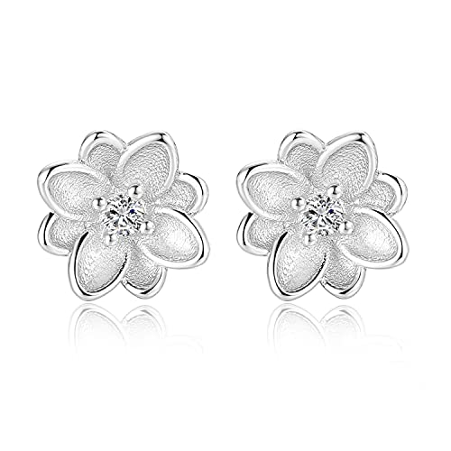 Zevmi Orecchini a bottone con fiore in argento sterling 925 da donna