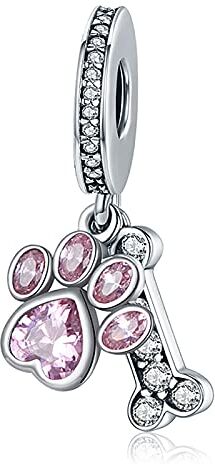 Doyafer 925 argento sterling animale ciondolo Charms Set Dog Paw Bone per le donne braccialetto collana regalo