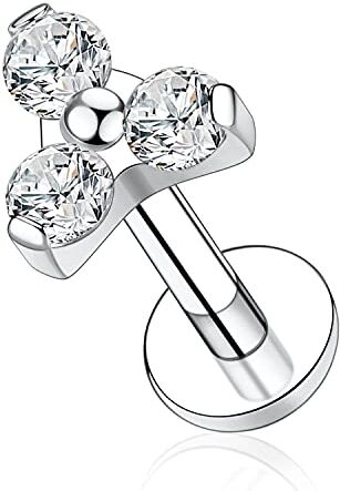 AROWRO 16G Labret Studs Lip Rings G23 Titanio Monroe Lip Piercing per labbro con filettatura interna, helix, trago, cartilagine, orecchini da donna e ragazza, 16G 6mm, colore: Style7: zirconia cubica