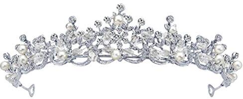 FRCOLOR sposa Tiara , strass perla principessa matrimonio Tiara per capelli matrimonio gioielli per la testa