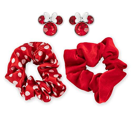 Disney Minnie Mouse  Set di 2 elastici e orecchini, colore: Rosso