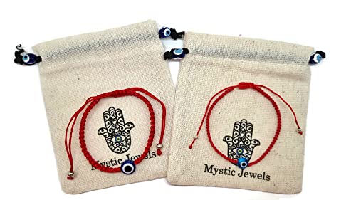 MYSTIC JEWELS by Dalia Bracciale 7 nodi Filo Rosso Braccialetto di protezione e malocchio regolabile, amuleto fortuna, fatto a mano, unisex (Modello 6)