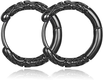 Clyhon Uomo Donna Vintage Hoop Orecchini 16mm 12mm Acciaio Chirurgico Titanio Hip Hop Punk Estetico Orecchini Argento Nero Ipoallergenico