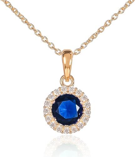 Diamond Treats Collana da donna in argento sterling 925, con zirconi cubici bianchi, verdi, blu o rossi, elegante collana rotonda in argento con una confezione regalo, Argento sterling