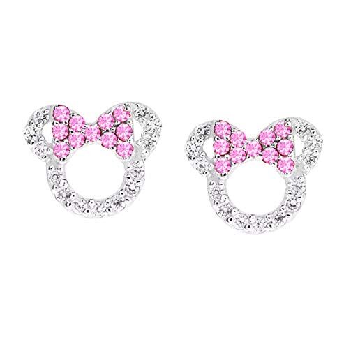 baobei Orecchini da donna con Minnie, in argento Sterling, ipoallergenici, con zirconi cubici, ametista, bianco, rosa, oro blu, con cristalli aperti, Argento sterling Oro bianco, zirconia cubica