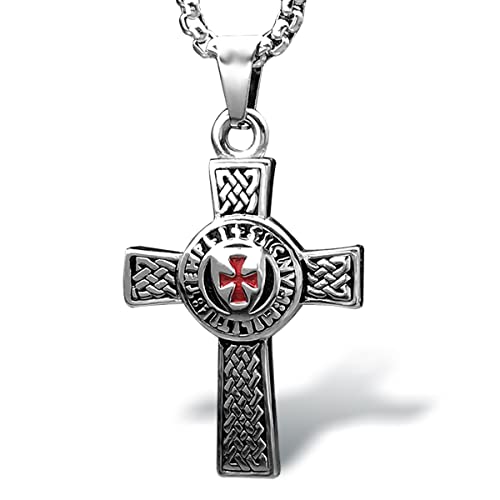 bahamut Cavalieri Templari Collana con ciondolo a forma di croce per uomini e ragazzi in acciaio inossidabile Vintage Crusader Holy Knight Jewelry