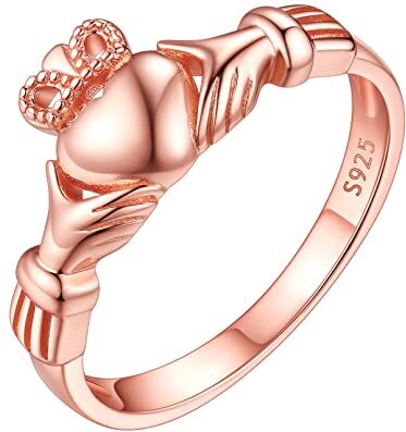 ChicSilver Anelli Donna In Argento 925 Claddagh Anello Color Oro Rosa Anello Argento Misura 22