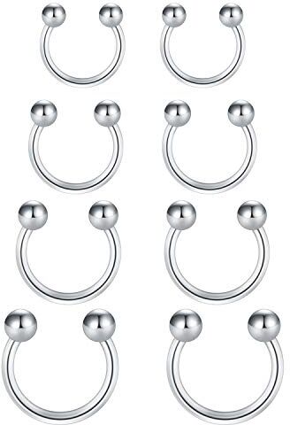 Funseedrr 8pcs Ferro di Cavallo Labbro Labret Ring Acciaio Inossidabile 16G 6/8/10/12mm Cerchio Setto Tragus Helix Cartilagine Orecchino Piercing Gioielli