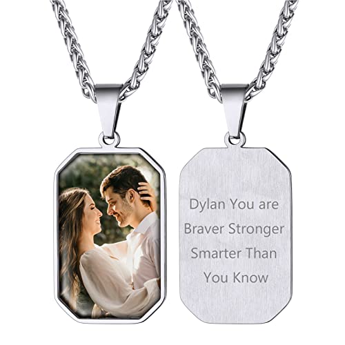 Supcare Collana con Foto Personalizzata, 03 Stile Ottagonale Collana Donna Uomo Ciondolo Portafoto, Argento Collana Personalizzata con Foto+ Incisione, Idee Regalo per Donna Uomo Ragazzi