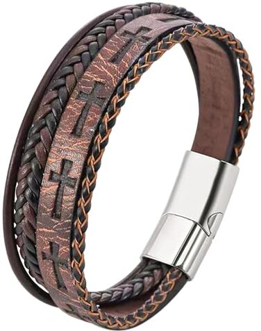 Mochity Bracciale Uomo Pelle, Bracciale Uomo, Bracciali Uomo Acciaio Inox, Con Scatola Regalo, Bracciali Uomo Cuoio, Bracciale Uomo Acciaio, Bracciali Uomo, Braccialetto Uomo, Braccialetti Uomo (H)