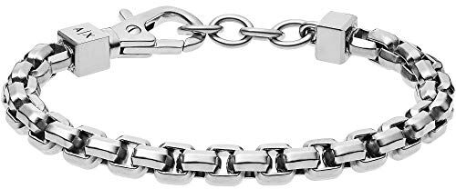 Armani Bracciale Da Uomo, L 24 mm X L 15,5 mm X H 6,2 mm Bracciale In Acciaio Inox Argento,