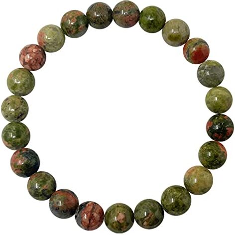 cotigo Bracciale in pietra naturale – Bracciale in filo elastico con perle di pietra naturale – varie pietre semi-preziose per donna, uomo yoga regalo (Unakita 8 mm)