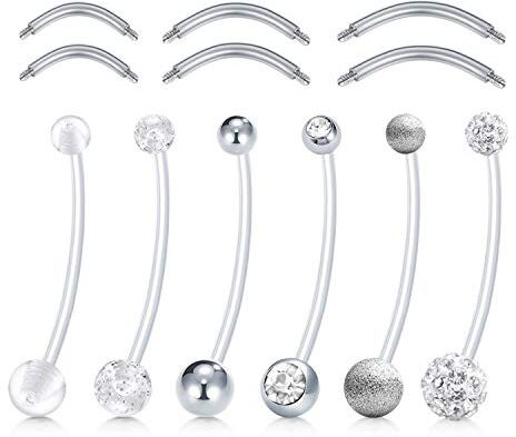 Mayhoop 14G Gravidanza Piercing Ombelico Flessibile in Acrilico con barra Alternativi in Acciaio Inox Anello Ombelico Argento Piercing Gioielli