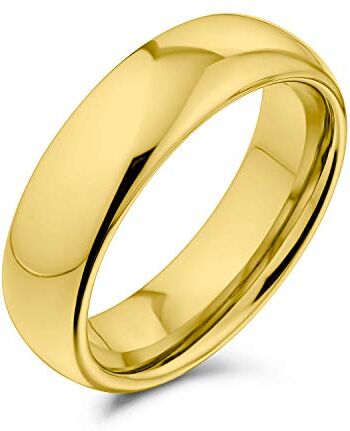 Bling Jewelry Coppie Semplici A Cupola Titanium Wedding Band Anello Placcato Oro 14K Lucido per Gli Uomini per Le Donne Comfort Fit 6Mm