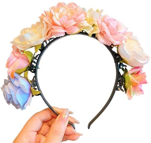 FUKAJOMFEN Ghirlande da sposa con fiori, cerchietto per capelli da sposa, corona da spiaggia, accessorio per capelli da donna, regalo per bambini