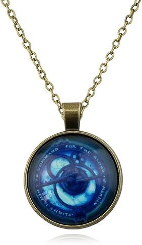 NELLN Collana Vintage Amulet Trollhunters Collana Pendente Giocattoli Gioielli Bronzo Color Chain per Childrends Donne Uomini Regali Cristallo Blu