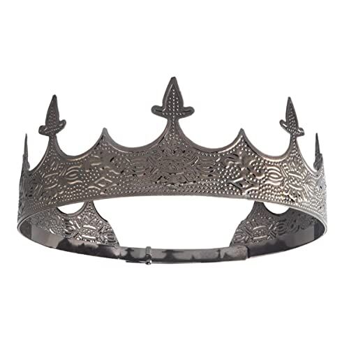 LEEMASING Corona dei capelli dei monili del re reale diadema degli uomini del metallo grandi diadema per il costume di Halloween, Medium, Lega, Senza pietra