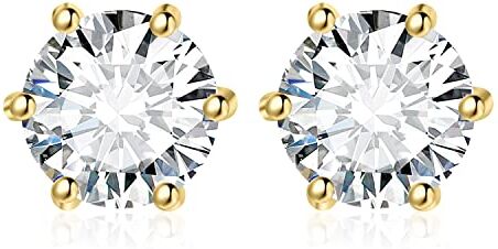 JewelryPalace 4ct Orecchini a Bottone Donna Argento 925 con Creato Moissanite, Piercing Orecchini a Lobo Donna con Pietra a Taglio Rotondo, Orecchini Solitario in Oro Matrimonio Set Gioielli Donna