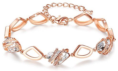 Leafael Pietra dei desideri Bracciale Donna Argento o oro rosa, bracciali donna con cristalli curativi, Senza allergie gioielli donna, Regalo Donna con scatola regalo, estensore catena da 7+2 pollici