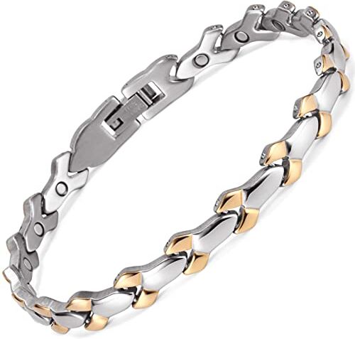 Rainso Bracciale Da Donna, Bracciale Magnetico In Acciaio al titanio, Elegante Bracciale Magnetico Da Donna, Sollievo Dal Dolore Per Artrite, In Confezione Regalo Nera