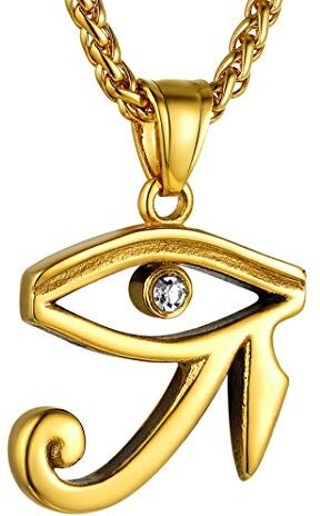 GOLDCHIC JEWELRY Collana Croce Occhio di Horus, Gioielli Spirituali Ra Eye in Oro con Zirconi