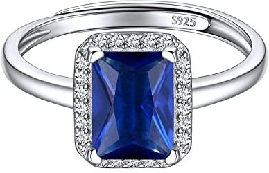 ChicSilver Anelli Donna Regolabili Anello con Pietra Azzurra Argento 925, Anello Pietra Blu Regolabile Pietra Settembre Confezione Regalo