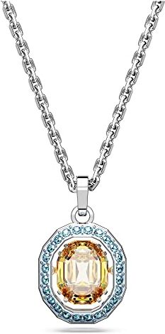 Swarovski Chroma Collana Pendente, con Cristalli e Zirconia  a Taglio Ottagonale, Placcata in Tonalità Rodio, Multicolore