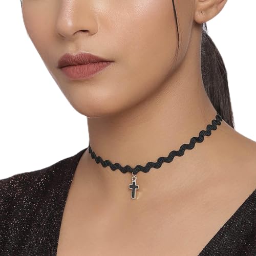 Atentuyi Boho Croce Collana Nera Choker Catena Croce Ciondolo Collare Collana Gothic Tatuaggio Choker Gioielli Per Le Donne E Le Ragazze Adolescenti