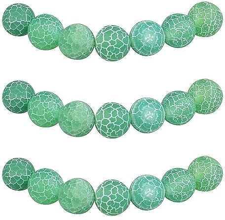 MJDCB 35 pezzi 10mm Agata Verde Crepa Sciolto Perline in Pietra Semipreziose Naturale per Creazione Braccialetti Collane e Gioielli Pietre Dure per Bigiotteria Fai Da Te Rotonde