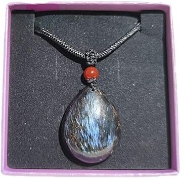 Beautiful stone Ciondolo anfibolo blu naturale a forma di goccia con collana a catena con corda di agata pietra di cristallo Healinghalo gioielli da donna