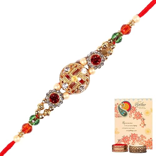 archies La più grande collezione Rakhi per Rakshabandhan   Rakhi per fratello   Rakhi per Bhaiya e Bhabhi   Cesto regalo combinato Rakhi per Bhai (B), L, Rudraksha, Lapislazzuli