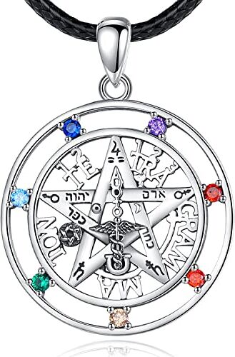 EUDORA Harmony Ball Collana Pentagramma in Argento Sterling per Uomo, Tetragrammaton Chakra Amuleto Energy Star Ciondolo YHWH Wiccan Gioielli Regalo per Donne Moglie Marito, Cavo da 24 Pollici