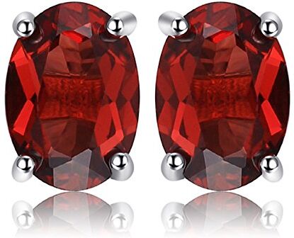 JewelryPalace Ovale 2ct Naturale Rosso Granato Birthstone Stud Orecchini Solido 925 Sterling Argento