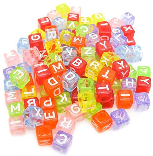 TOAOB THE ONE AND ONLY BABY TOAOB 200 Pezzi Perline Lettere Trasparente Colorate 6 mm Cubo Acrilico Perle con Bianco Alfabeto per Creazione Gioielli Fai da Te Bracciali Collane Portachiavi