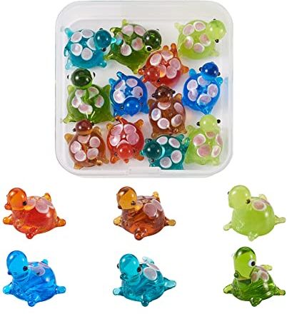 Boutigem 12Pcs Tartaruga Mare Perline Handmade Lampwork Tartaruga Mare Oceano Animale Perline per la creazione di Gioielli FAI DA TE Bracciale Collana Pesce Serb ()